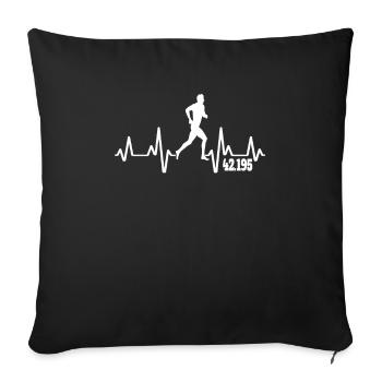 42.194 KM Running Marathon Man Woman Gift Idea - Sofa pillowcase 17,3'' x 17,3'' (45 x 45 cm) - black - Front