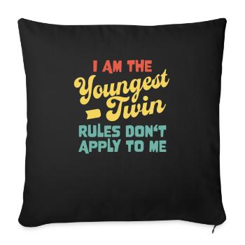 Youngest Twin - Twins Funny Matching younger Twin - Sofa pillowcase 17,3'' x 17,3'' (45 x 45 cm) - black - Front