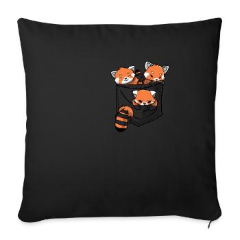 Red Panda Wildlife Pocket - Sofa pillowcase 17,3'' x 17,3'' (45 x 45 cm) - black - Front