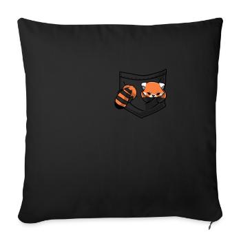 Red Panda Wildlife Pocket - Sofa pillowcase 17,3'' x 17,3'' (45 x 45 cm) - black - Front