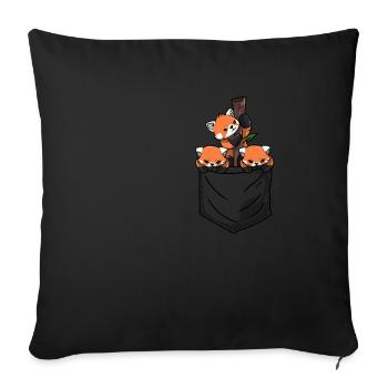 Red Panda Wildlife Pocket - Sofa pillowcase 17,3'' x 17,3'' (45 x 45 cm) - black - Front