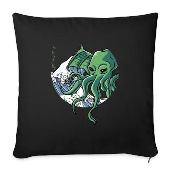 The Great Wave Before Kanagawa Cthulhu Gift - Sofa pillowcase 17,3'' x 17,3'' (45 x 45 cm) - black - Front