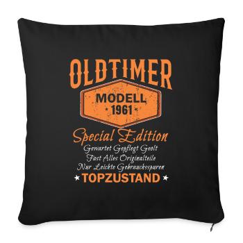 Vintage car 1961 | Gift for the 60th birthday - Sofa pillowcase 17,3'' x 17,3'' (45 x 45 cm) - black - Front