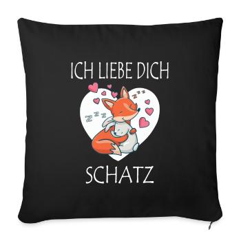 Ich liebe dich Schatz Fuchs und Hase die kuscheln - Sofakissenbezug 45 x 45 cm - Schwarz - Vorne