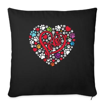 Love Heart Pets Dogs Dog - Sofa pillowcase 17,3'' x 17,3'' (45 x 45 cm) - black - Front