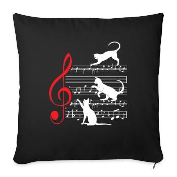 Cat Cats Sheet Music Musician - Sofa pillowcase 17,3'' x 17,3'' (45 x 45 cm) - black - Front
