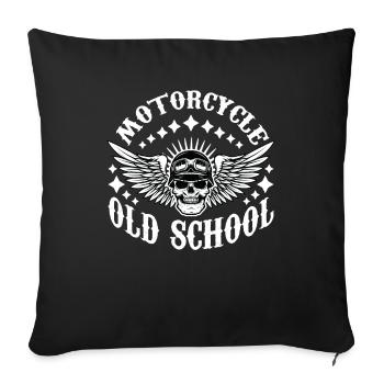 Motorcycle Old School Biker Bike Motorrad - Sofakissenbezug 45 x 45 cm - Schwarz - Vorne