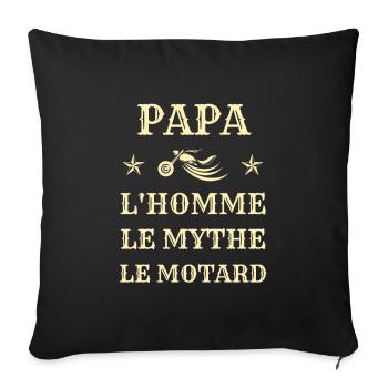 t shirt papa motard mythe humour moto homme biker - Housse de coussin décorative 45 x 45 cm - noir - Devant