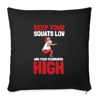 Squat Squatting Powerlifting Bodybuilding - Sofa pillowcase 17,3'' x 17,3'' (45 x 45 cm) - black - Front