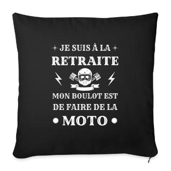 t shirt retraite moto humour motard homme drole - Housse de coussin décorative 45 x 45 cm - noir - Devant
