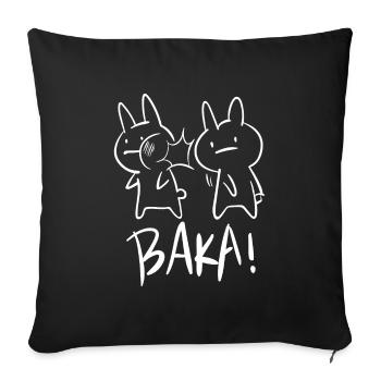 Kawaii Baka Rabbit Ohrfeigen für Otakus, Anime - Sofakissenbezug 45 x 45 cm - Schwarz - Vorne