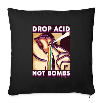 Drop Acid not Bombs - Retro LSD Psychedelic - Housse de coussin décorative 45 x 45 cm - noir - Devant