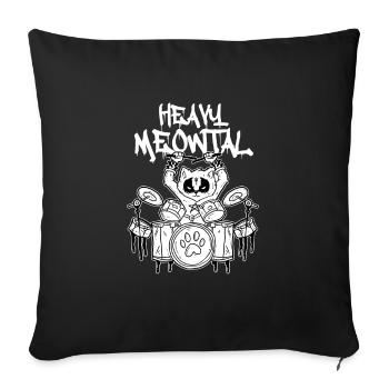 Heavy Meowtal Batteur Chat Rock’n’Roll - Housse de coussin décorative 45 x 45 cm - noir - Devant