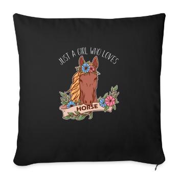 Juste une fille qui aime l'équitation - Housse de coussin décorative 45 x 45 cm - noir - Devant