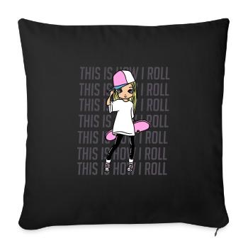 How I Roll Skater Skating Deck Skateboarding - Sofa pillowcase 17,3'' x 17,3'' (45 x 45 cm) - black - Front