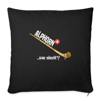 Alphorn Suisse était söscht - Housse de coussin décorative 45 x 45 cm - noir - Devant