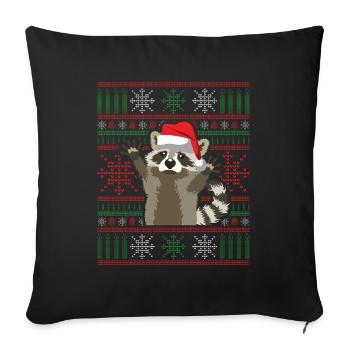 Ugly Christmas Raccoon - Sofa pillowcase 17,3'' x 17,3'' (45 x 45 cm) - black - Front