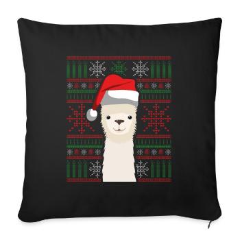 Ugly Christmas Lama - Sofa pillowcase 17,3'' x 17,3'' (45 x 45 cm) - black - Front