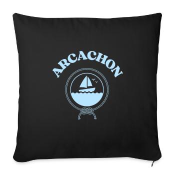 arcachon bateau bassin d'arcachon homme ocean - Housse de coussin décorative 45 x 45 cm - noir - Devant