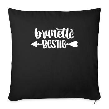 Brunette Bestie Team Heart Love Amitié - Housse de coussin décorative 45 x 45 cm - noir - Devant