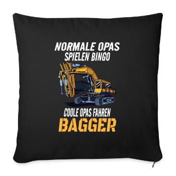 Baggerfahrer Opa Großvater Spruch Humor Bagger - Sofakissenbezug 45 x 45 cm - Schwarz - Vorne