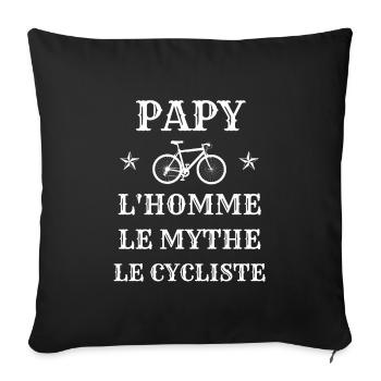 papy cycliste humour velo homme cadeau cyclisme - Housse de coussin décorative 45 x 45 cm - noir - Devant