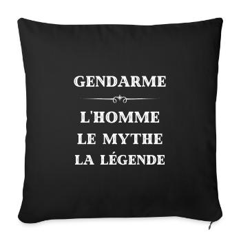 gendarme homme mythe legende humour gendarmerie - Housse de coussin décorative 45 x 45 cm - noir - Devant