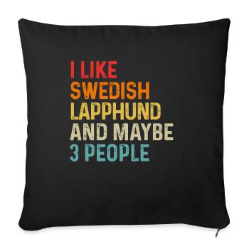 J’aime le suédois Lapphund et peut-être 3 personnes chien - Housse de coussin décorative 45 x 45 cm - noir - Devant