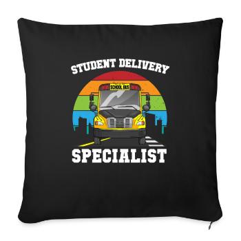 Chauffeur d’autobus scolaire spécialiste de la prestation de services aux étudiants - Housse de coussin décorative 45 x 45 cm - noir - Devant