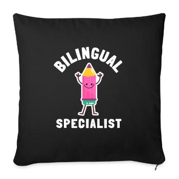 Dual Language Team Bilingual Teacher School Tutor - Sofa pillowcase 17,3'' x 17,3'' (45 x 45 cm) - black - Front