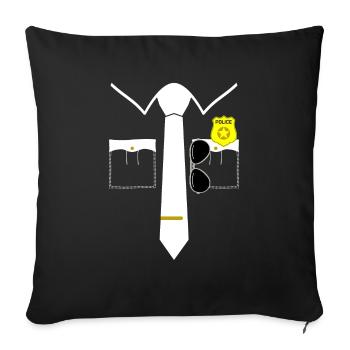Polizei FBI Kostüm Karneval Fasching Verkleidung - Sofa pillowcase 17,3'' x 17,3'' (45 x 45 cm) - black - Front