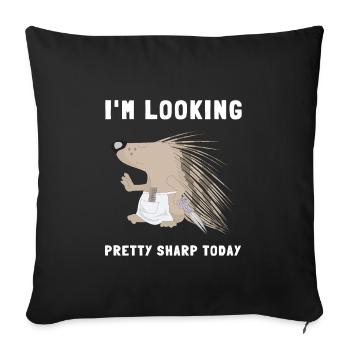 Porcupine Pig Hedgehog Rodent Hystricidae - Sofa pillowcase 17,3'' x 17,3'' (45 x 45 cm) - black - Front