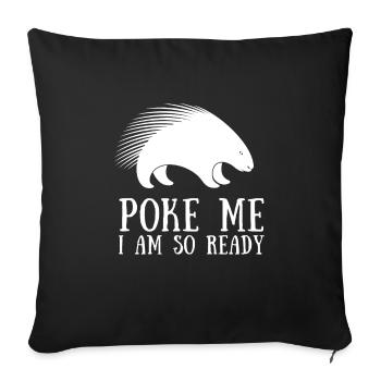 Porcupine Pig Hedgehog Rodent Hystricidae - Sofa pillowcase 17,3'' x 17,3'' (45 x 45 cm) - black - Front