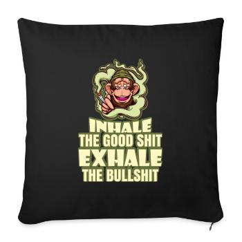 Inhaler la bonne merde expirer la connerie 420 Weed - Housse de coussin décorative 45 x 45 cm - noir - Devant
