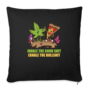 Inhaler la bonne merde expirer la connerie 420 Weed - Housse de coussin décorative 45 x 45 cm - noir - Devant