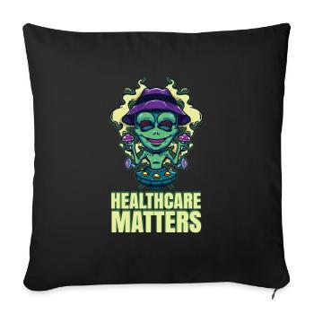 Healthcare Matters Cannabis Lover THC Mauvaise herbe médicale - Housse de coussin décorative 45 x 45 cm - noir - Devant