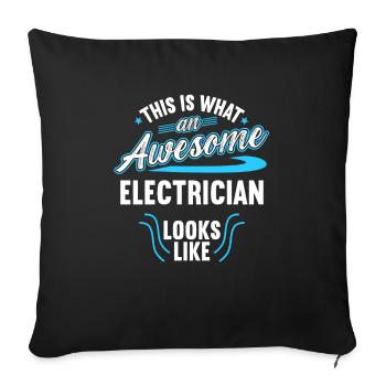 This Is What An Awesome Electrician Looks Like - Sofa pillowcase 17,3'' x 17,3'' (45 x 45 cm) - black - Front