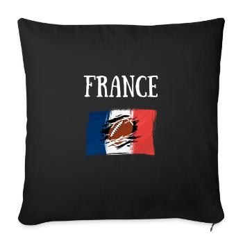 rugby france drapeau rugbyman cadeau personnalisé - Housse de coussin décorative 45 x 45 cm - noir - Devant