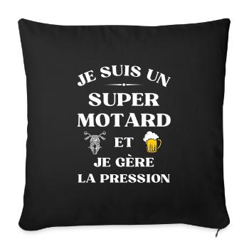 super motard gère la pression humour moto bière - Housse de coussin décorative 45 x 45 cm - noir - Devant