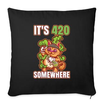 C’est 420 Somewhere Cannabis Weed Smoking THC Ganja - Housse de coussin décorative 45 x 45 cm - noir - Devant