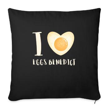 Oeufs Bénédicte Omelettee Petit Déjeuner Brunch - Housse de coussin décorative 45 x 45 cm - noir - Devant