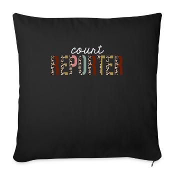 Cadeau drôle d'impression de léopard de journaliste de cour - Housse de coussin décorative 45 x 45 cm - noir - Devant