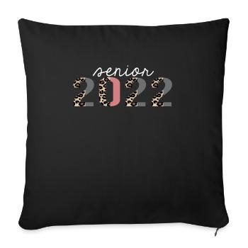 senior 2022 Leopard Print Funny Gift - Sofa pillowcase 17,3'' x 17,3'' (45 x 45 cm) - black - Front