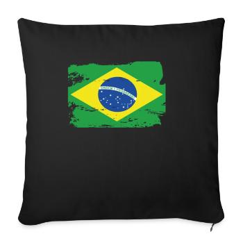 Official Brazil Flag Brazilian Country Pride - Sofa pillowcase 17,3'' x 17,3'' (45 x 45 cm) - black - Front