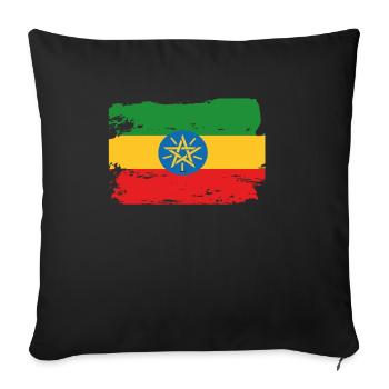 Official Ethiopia Flag Ethiopian Country Pride - Sofa pillowcase 17,3'' x 17,3'' (45 x 45 cm) - black - Front