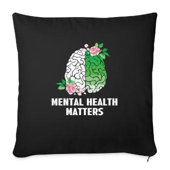 Mental Health Matters Floral Brain Awareness - Sofa pillowcase 17,3'' x 17,3'' (45 x 45 cm) - black - Front