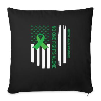 Sensibilisation à la santé mentale Personne ne se bat seul États-Unis - Housse de coussin décorative 45 x 45 cm - noir - Devant