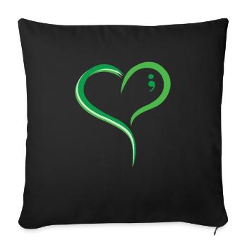Mnenal Health Green Heart Comma : Spread Love and - Sofa pillowcase 17,3'' x 17,3'' (45 x 45 cm) - black - Front