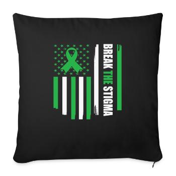Briser la stigmatisation Santé mentale États-Unis Flag Vitnage - Housse de coussin décorative 45 x 45 cm - noir - Devant