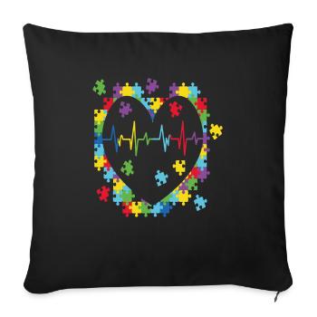 Autism Retro - Sofa pillowcase 17,3'' x 17,3'' (45 x 45 cm) - black - Front